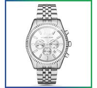 New MICHAEL KORS Lexington MK8405 Chronograph Silver Dial Strap Mens Watch 45mm