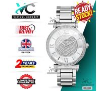 New MICHAEL KORS MK3355 Catlin Silver Stainless Steel Crystal Womens Watch 38mm