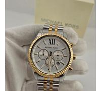 NEW MICHAEL KORS MK8344 MEN'S WATCH BICOLOR STRAP SILVER DIAL SILVER CASE