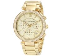 NEW MICHAEL KORS PARKER GOLD TONE,S/STEEL,CHRONO,CRYSTAL,BRACELET WATCH-MK5354