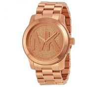 NEW MICHAEL KORS RUNWAY ROSE GOLD TONE,CRYSTAL PAVE,LOGO,OVERSIZED WATCH MK5661