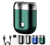 New Mini Dual Head Electric Razor, Upgrade Pocket Shaver USB Mini Shavers for Men, Rechargeable Waterproof Compact Electric Shaver for Home, Car, Travel (Green)