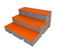 New Mobile Flip-folding Staircase For School Music Classrooms, Three-tiered Dance Platform Made Of PE Plastic(Orange)
