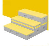New Mobile Flip-folding Staircase For School Music Classrooms, Three-tiered Dance Platform Made Of PE Plastic(Yellow)