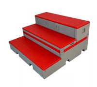 New Mobile Flip-folding Staircase For School Music Classrooms, Three-tiered Dance Platform Made Of PE Plastic(Red)