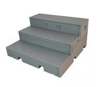New Mobile Flip-folding Staircase For School Music Classrooms, Three-tiered Dance Platform Made Of PE Plastic(Grey)