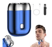 New Model Dual-Head Mini Electric Shaver, 2025 New Upgrade Pocket Mini- Portable Electric Shavers, USB Rechargeable Waterproof Men Shavers Beard Trimmer for Home, Car, Office, Business Trip (Blue)
