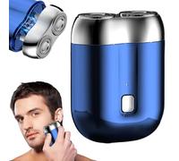 New Model Mini Dual-Head Electric Shaver, 2025 Upgraded Pocket Shaver USB Mini Shavers for Men, Washable Waterproof Double Head Rechargeable Razor for Travel (Blue)