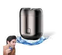 New Model Mini Dual-Head Electric Shaver, Portable Rotary Dual Ring Electric Shaver, Rechargeable Waterproof Electric Razor (Black)