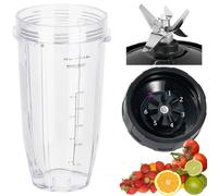 [New Model] Replacement 7 Fins Male Blade&24oz Blender Cup Compatible for Nutri Ninja Blender [4 Inch Male 7 Fins Blade]