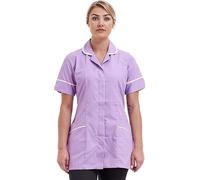 New Model UK Women's Healthcare Tunic Round Collar Tunics Nurses Uniform Maid Dresses NLT05 Size 8 to 26 (Lilac, 26)
