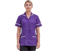 New Model UK Women's Healthcare Tunic Round Collar Tunics Nurses Uniform Maid Dresses NLT05 Size 8 to 26 (Purple, 14)