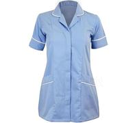 New Model UK Women's Healthcare Tunic Round Collar Tunics Nurses Uniform Maid Dresses NLT05 Size 8 to 26 (Sky Blue, 18)