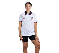 New Model UK | World Cup Football England Ladies Half Sleeve T-Shirt | Button Down Collar Style | Embroidered Logo | Size S to XXL | Multicolored (White, L)