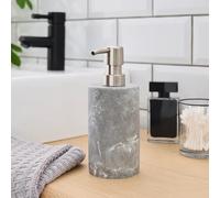 New Modern Chic Grey Marble-Effect Soap and Lotion Dispenser with Silver Pump- Contemporary Design for Sink and Countertop Decor-M82 (Soap Dispenser)