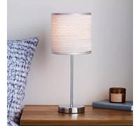 New Modern Chrome Table Lamp with Ripple Effect Fabric Shade - Elegant Sateen Shade, Stylish Chrome Base - Ideal for Bedroom, Living Room, Office - Home Decor Lighting M-26