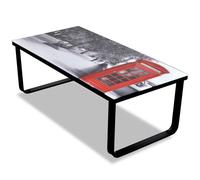 New Modern Coffee Table Tempered Glass 5mm Telephone Booth Printing Metal Frame