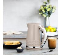 New Modern DesignTower Solitaire Kettle with 360° Swivel Base Cord Storage 1.5L 3KW Plastic Body with Diamond Shape Decoration Cord Storage For a Tidy Countertop (Latte)