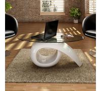 New Modern High Gloss Glass Top Coffee Table White Side Dinner Office Kitchen