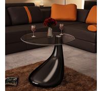 New Modern High Gloss Glass Top Drop Coffee Table Black Side Dinner Office Home