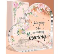 New Mom Choice, Mom To Be Mothers Day Choice for New Mother,Mommy To Be for 1st Time Mom, Clear Heart-Shaped Acrylic New Mother Choice for Women, Office Desk Decor Keepsakes Paperweight