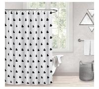 New Mono Rubber Ducks Shower Curtain - 180x180cm Water-Repellent Polyester with Black & White Duck Pattern - Modern Bathroom Decor with Reinforced Eyelets N-07