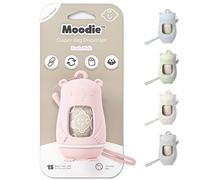 NEW Moodie Teddy Bear Diaper Bag Dispenser | Diaper Bag on the Go Dispenser w/Silicon Strap |15 UNSCENTED Diaper Disposal Bags per Roll | Diaper bag essential items (ROSIE PINK)