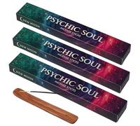 New Moon Aromas Psychic Soul Incense Sticks - 3 Pack Set with JRose Holder - Soothing Aromatic Sticks for Relaxation, Yoga, Meditation, Energy Cleansing, Calming Atmosphere