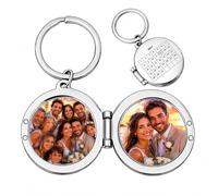 New Moon Canvas Personalised Photo Calendar Keyring | Custom 2 Photo Keyring with Optional Engraved Message | Special Date Heart Gift Box | Anniversary Birthday Wedding Gift for Couples