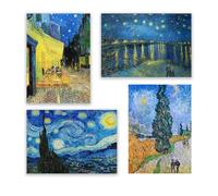 New Moon Canvas Vincent Van Gogh Unframed Prints 4x A3 Starry Night Series Wall Art Posters - Print Ideal For Photo Picture Frames 4 x A3 42x29cm