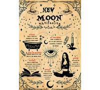 New Moon Manifesting Kitchen Witchery Witches Witches Magic Knowledge Retro Metal Tin Sign 8X12 Inches