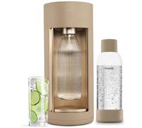 New Mysoda Glassy Design Sparkling Water Maker With 1L Glass & Plastic bottle - Silent Nordic Design Soda Maker Featuring A Sliding Door Opening - No Cylinder Included - Colour Latte