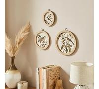New Nature-Inspired & Elegant Set of 3 Birds in the Trees Circular Framed Prints - Brown Toned Bird Artwork in Natural Wood-Effect Round Frames, Perfect for Any Room Home Decor -M14