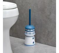 New Nautical Lighthouse Design Cleaning Toilet Brush And Holder Set Blue Seaside Beach Coastel Clean Any Modern Bathroom Decor -M01