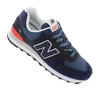 New Balance Men's 574 in Blue/Black Leather, size 8.5