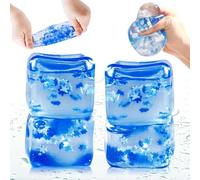 New Nice Cube Ice Cube Squeeze Fidget Toys, Squeeze Cube Sensory Toys, Enhanced Grip Strength Squeeze Ball Kids Toys, Blue Cube Anxiety Stress Relief Fidget Toy for Boys Girls (2pcs)