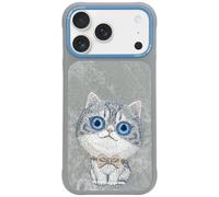 New Nimmy Big Eye Silver Shaded Cat MagSafe Case for iPhone 17 Pro 6.3 Grey Blue