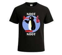 New Noot Noot Pingu Cotton Graphic Tees Mens T-Shirt Gift Party Novelty Top Tee(Black, M)