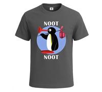 New Noot Noot Pingu Cotton Graphic Tees Mens T-Shirt Gift Party Novelty Top Tee(Charcoal, M)