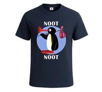 New Noot Noot Pingu Cotton Graphic Tees Mens T-Shirt Gift Party Novelty Top Tee(Navy Blue, XXL)