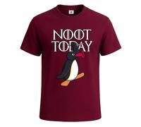 New Noot Today Pingu Funny Penguin Graphic Mens T-Shirt Gift Party Novelty Top(Maroon, S)