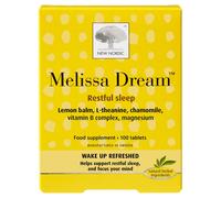 New Nordic Melissa Dream - Melatonin-Free Natural Sleep Aid & Insomnia Relief for Adults - Magnesium & Chamomile - 100 Herbal Sleeping Tablets