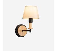 New Nordic Solid Wood Wall Lamp Cloth Lampshade Iron Personality Creative Simple Led Wall Lights Small Bedroom Bedside Wall Sconces Wall Lamp/Light Brown