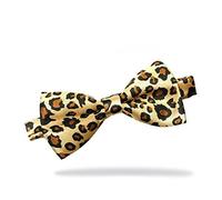 New Novelty Bow Tie Dickie Bow Satin Silkly Pre Tied for Wedding/Former Wear (T12 Tan Leopard)
