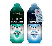 New Nuage Talc Free Body Powder for Men Bundle - 250g Cool Musk & 250g Aqua Fresh - 2 Pk Talc Free Powder for Women & Men - Anti-Chafing & Fresh Skin by GBH