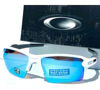 NEW Oakley FLAK JACKET 2.0 White POLARIZED Deep Water Blue XL Sunglass 9188-82