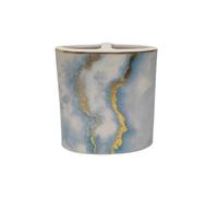 New Ocean Marble Toothbrush Holder - Blue Ceramic Bathroom Tumbler with Gold Detailing - Elegant Marble-Effect Design with 2 Compartments - Stylish Toothbrush Organizer for Modern Bathrooms N-53