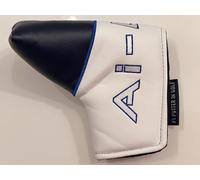 New Odyssey Ai One MID-Mallet Putter Magnet Closure Leather Headcover - Blue White Cover