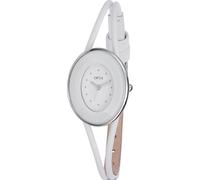 NEW OPEX PARIS EDITH SILVER TONE,WHITE LEATHER BAND,OVAL LADY'S WATCH-X3641LA4