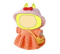 New Orange Dress Doll Clothes Set for 17cm Labobo Doll, All Handmade Crochet Outfits Included Pink Hat, Doll Accessories Shoes, Yellow Mini Bag